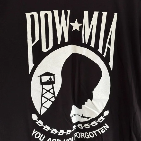 POW MIA You Are Not Forgotten Black Unisex Tee Shirt Size Large - Picture 2 of 6